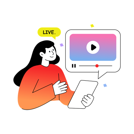 Mädchen beim Video-Streaming  Illustration