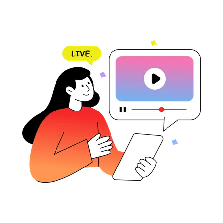 Mädchen beim Video-Streaming  Illustration