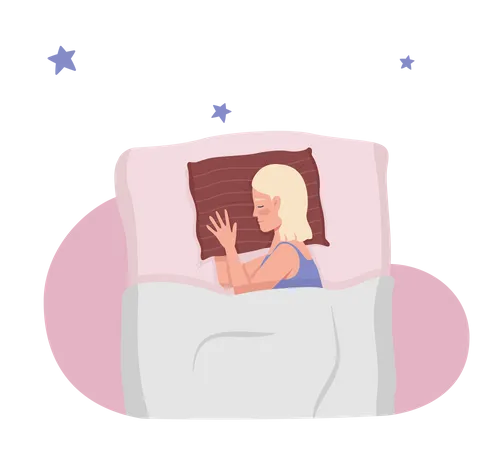 Mädchen schläft auf dem Bett  Illustration