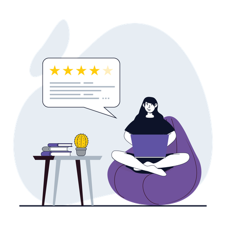 Mädchen schreibt Kundenfeedback  Illustration