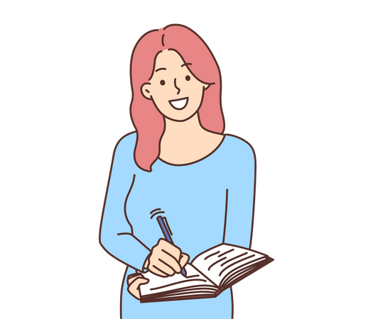 Mädchen schreibt Tagebuch  Illustration