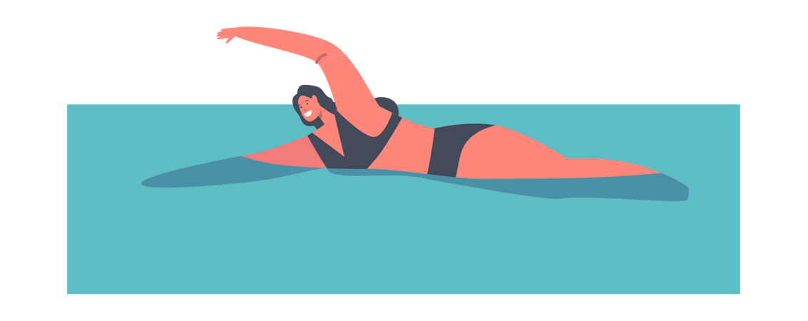 Mädchen, das im Pool schwimmt  Illustration