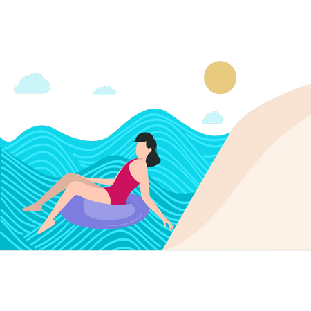 Mädchen schwimmt im Strand  Illustration