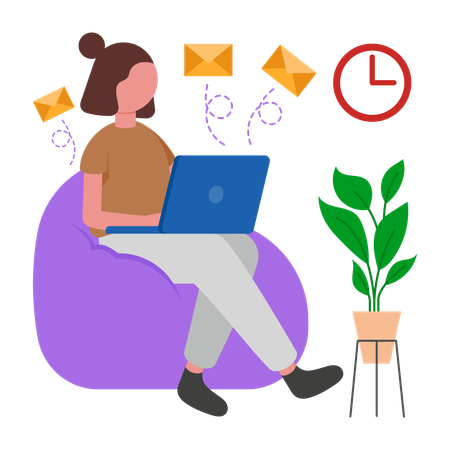 Mädchen sendet E-Mails  Illustration