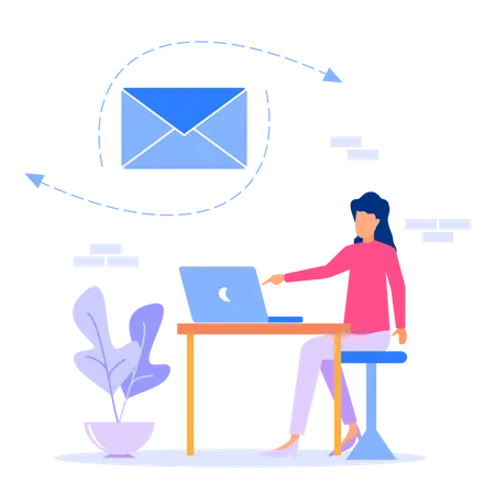 Mädchen sendet Marketing-E-Mail  Illustration