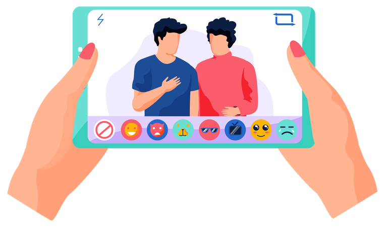 Mädchen sieht sich die Sendung auf ihrem Telefon an  Illustration