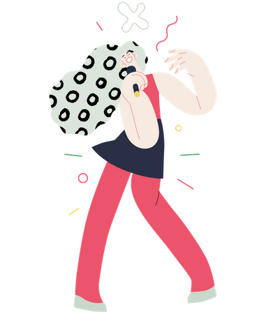 Mädchen singen und genießen  Illustration
