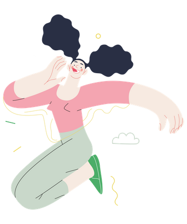 Mädchen singen und tanzen fröhlich  Illustration