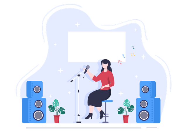 Mädchen singt im Konzert  Illustration