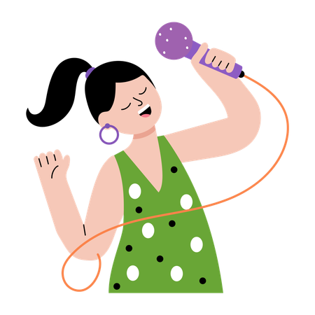 Mädchen singt ins Mikrofon  Illustration