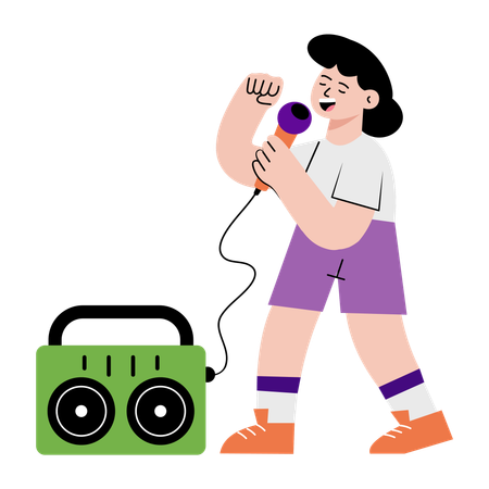 Mädchen singt Karaoke  Illustration