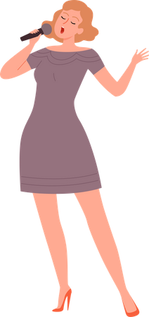 Mädchen singt Karaoke  Illustration