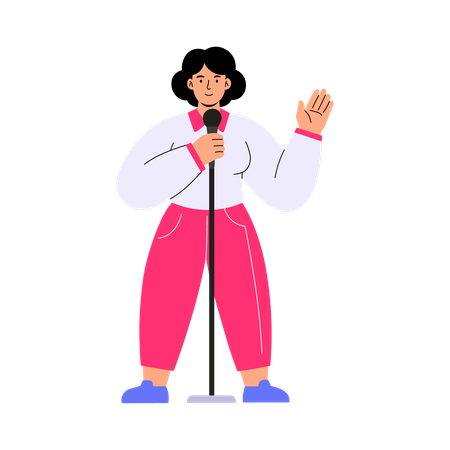 Mädchen singt mit Mikrofon  Illustration