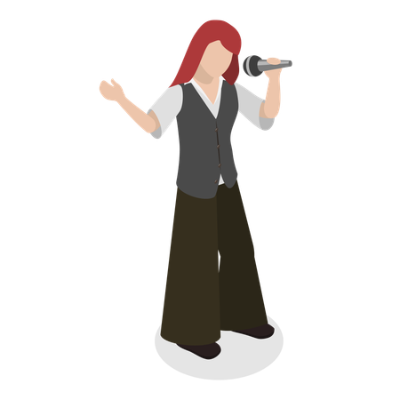 Mädchen singt Rocklied  Illustration