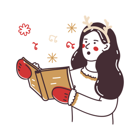 Mädchen singt Weihnachtslieder  Illustration
