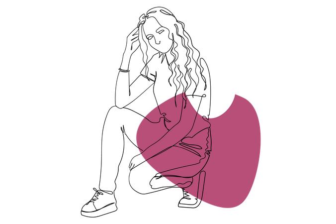 Mädchen sitzen Pose  Illustration