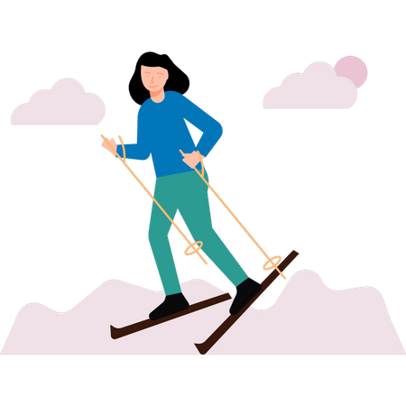 Mädchen skifahren  Illustration