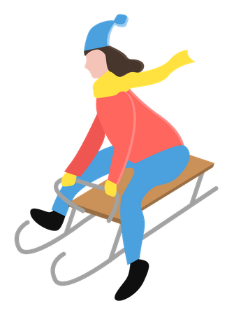 Mädchen skifahren  Illustration