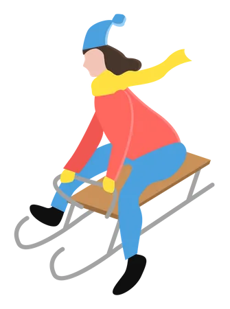 Mädchen skifahren  Illustration