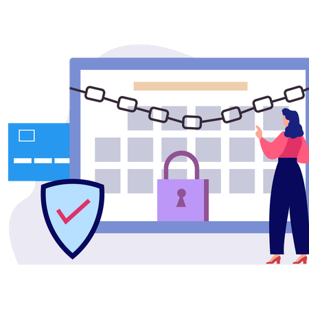 Mädchen sperrt das Datenschutz-Passwort  Illustration