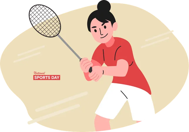 Mädchen spielt Badminton  Illustration