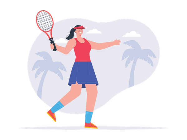 Mädchen spielt Badminton  Illustration