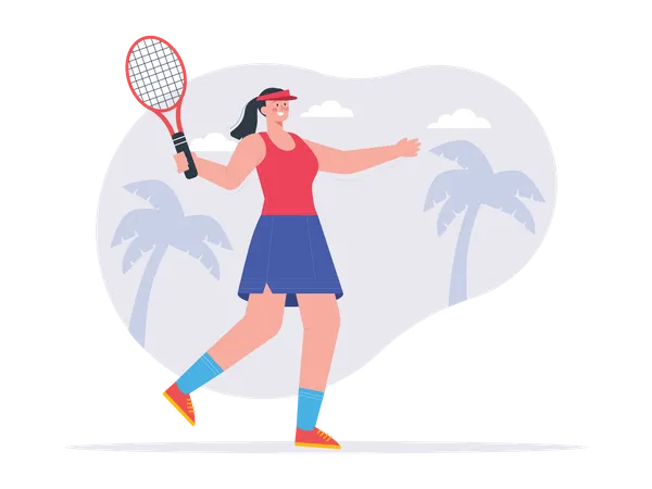 Mädchen spielt Badminton  Illustration