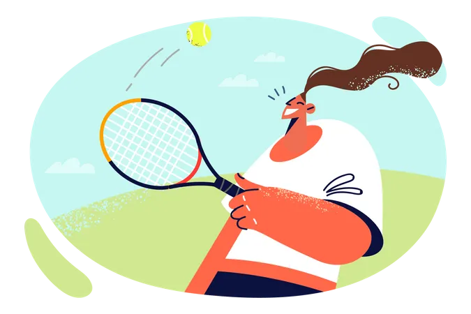 Mädchen spielt Badminton  Illustration