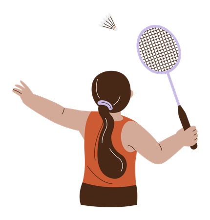 Mädchen spielt Badminton mit Federball  Illustration