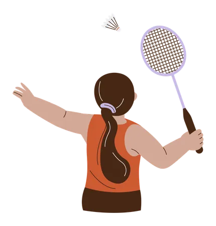 Mädchen spielt Badminton mit Federball  Illustration