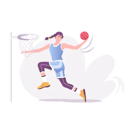 Mädchen spielt Basketball  Illustration