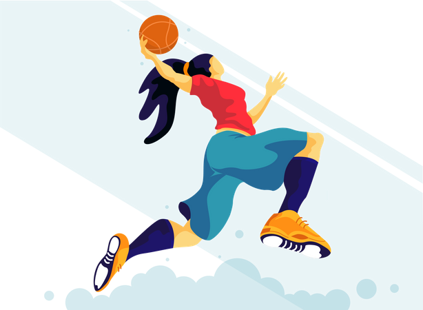 Mädchen spielt Basketball  Illustration