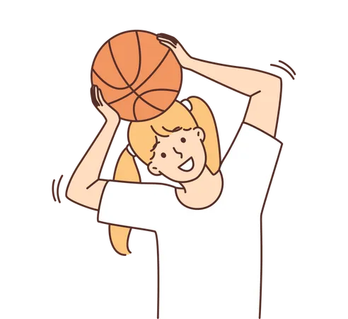 Mädchen spielt Basketball  Illustration