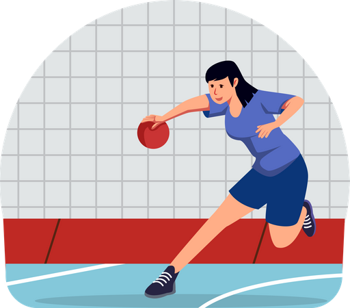 Mädchen spielt Basketball  Illustration