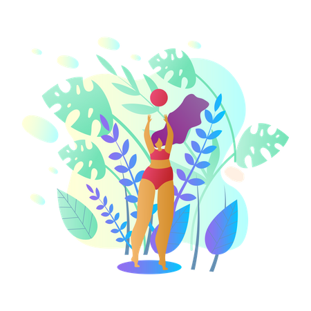 Mädchen spielt Beachvolleyball  Illustration