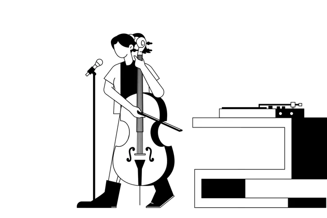 Mädchen spielt Cello  Illustration