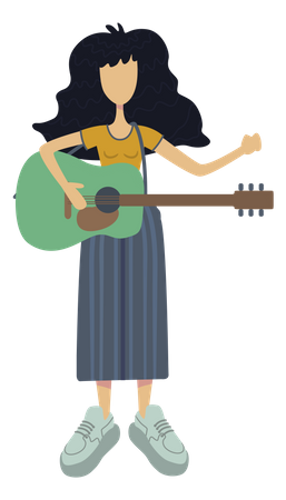 Mädchen spielt Gitarre  Illustration