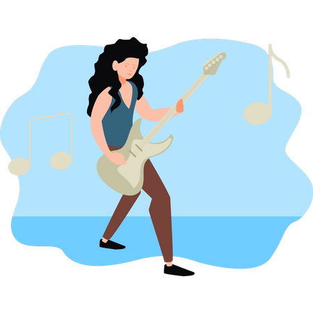 Mädchen spielt Gitarre  Illustration