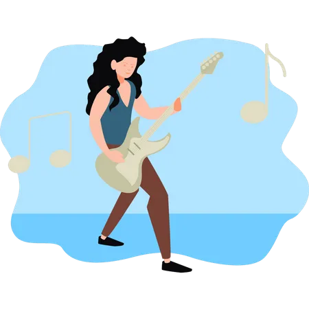 Mädchen spielt Gitarre  Illustration