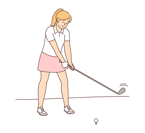 Mädchen beim Golfspielen  Illustration