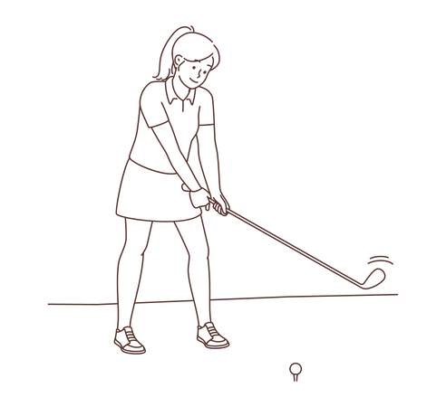 Mädchen beim Golfspielen  Illustration