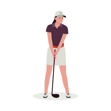 Mädchen beim Golfspielen  Illustration