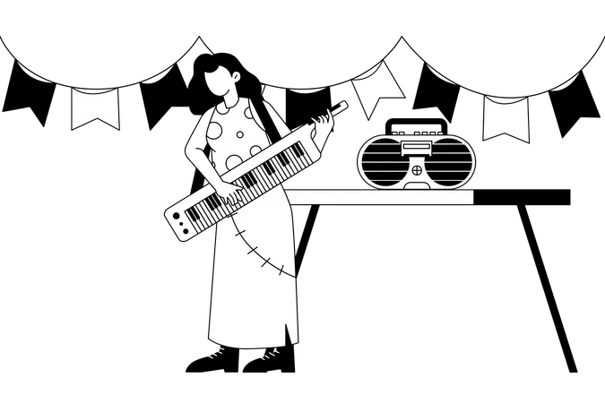 Mädchen spielt Keyboard  Illustration