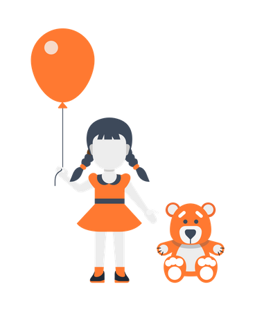 Mädchen spielt mit  Illustration