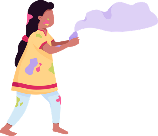 Mädchen spielt mit Farbe  Illustration
