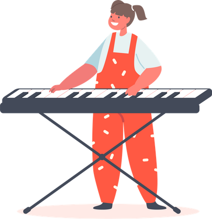 Mädchen spielt Synthesizer  Illustration