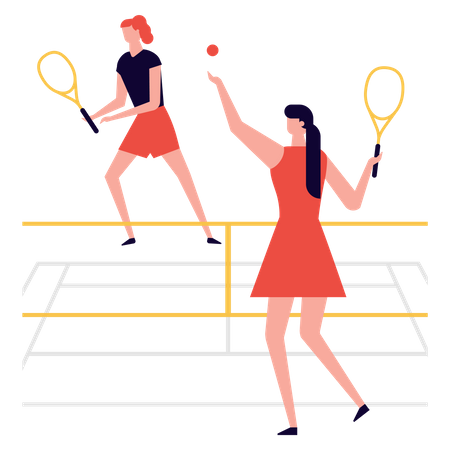 Mädchen spielt Tennis  Illustration