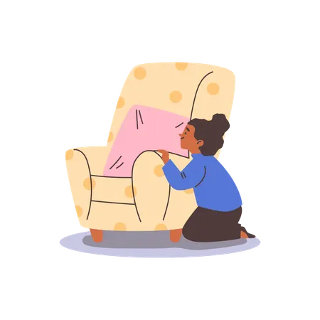 Mädchen spielen Verstecken zu Hause  Illustration