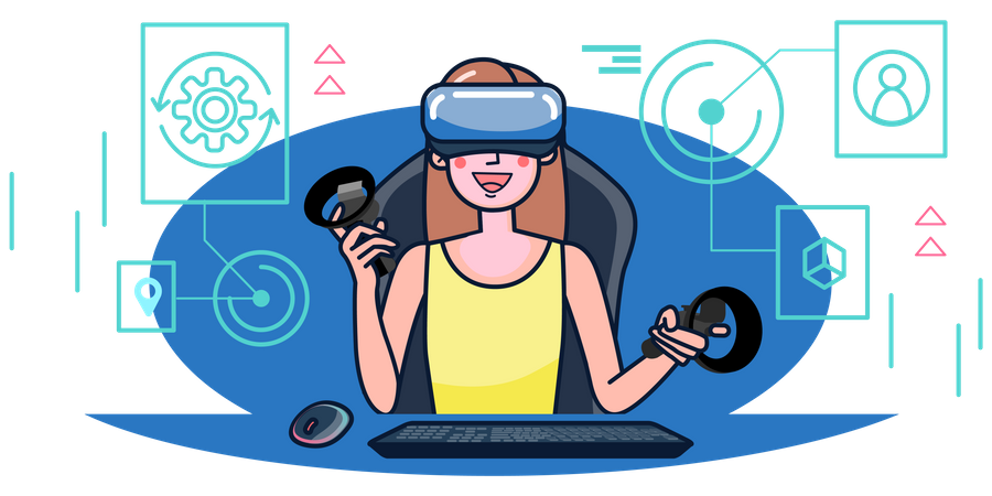 Mädchen spielt Virtual Reality Spiel  Illustration