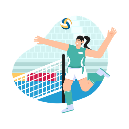 Mädchen spielt Volleyball  Illustration
